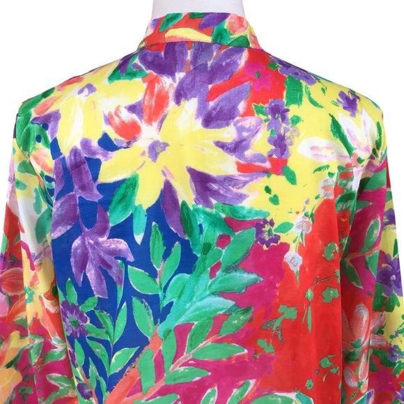 Lauren Ralph Lauren Floral Pin Tuck Cotton Tunic Blouse Size SP - Picture 7 of 10